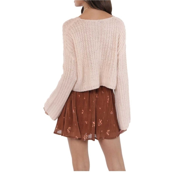 Sadie & Sage Cream Knit Crew Neck Sweater Cropped - Picture 7 of 7